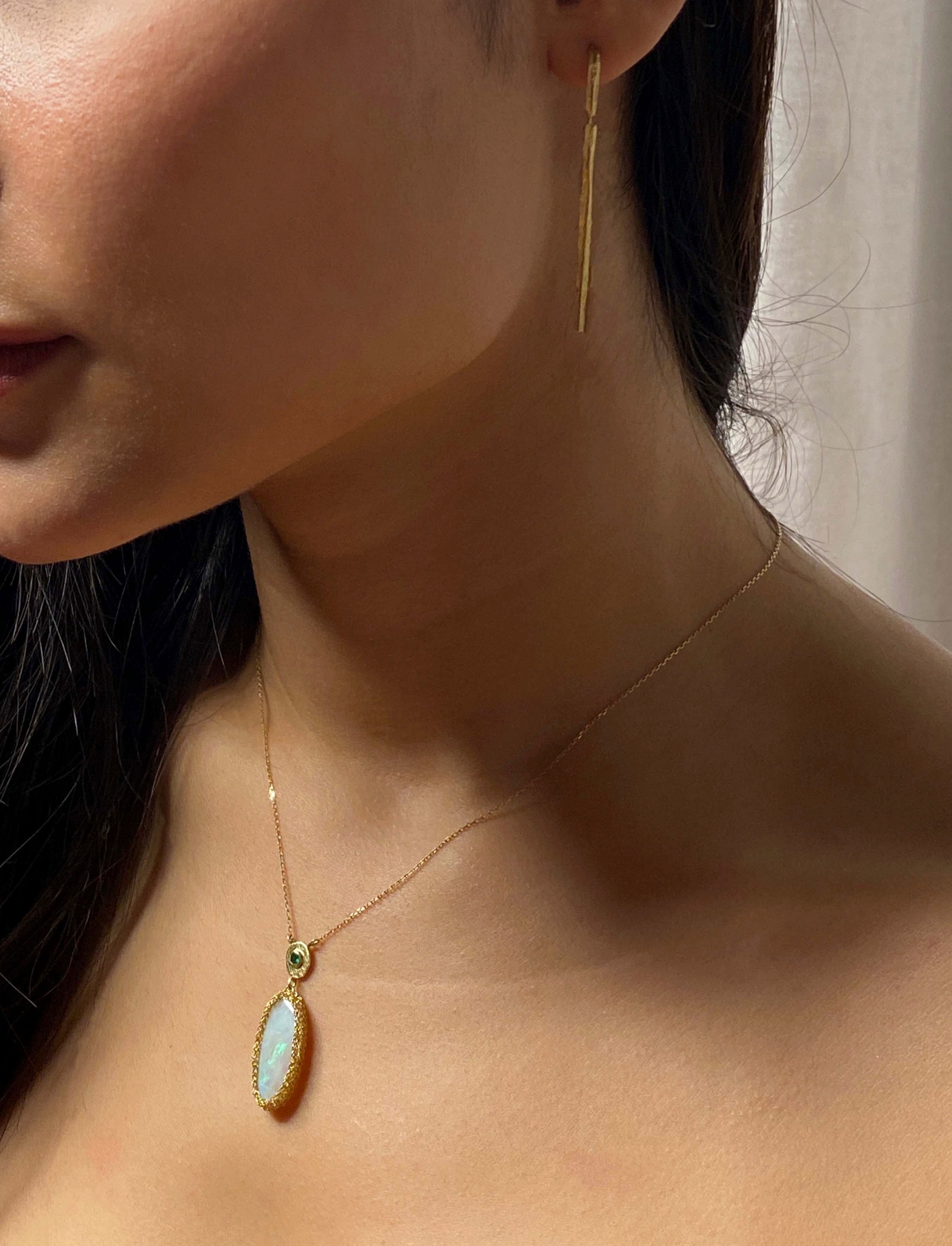 Australian Opal And Emerald Pendant