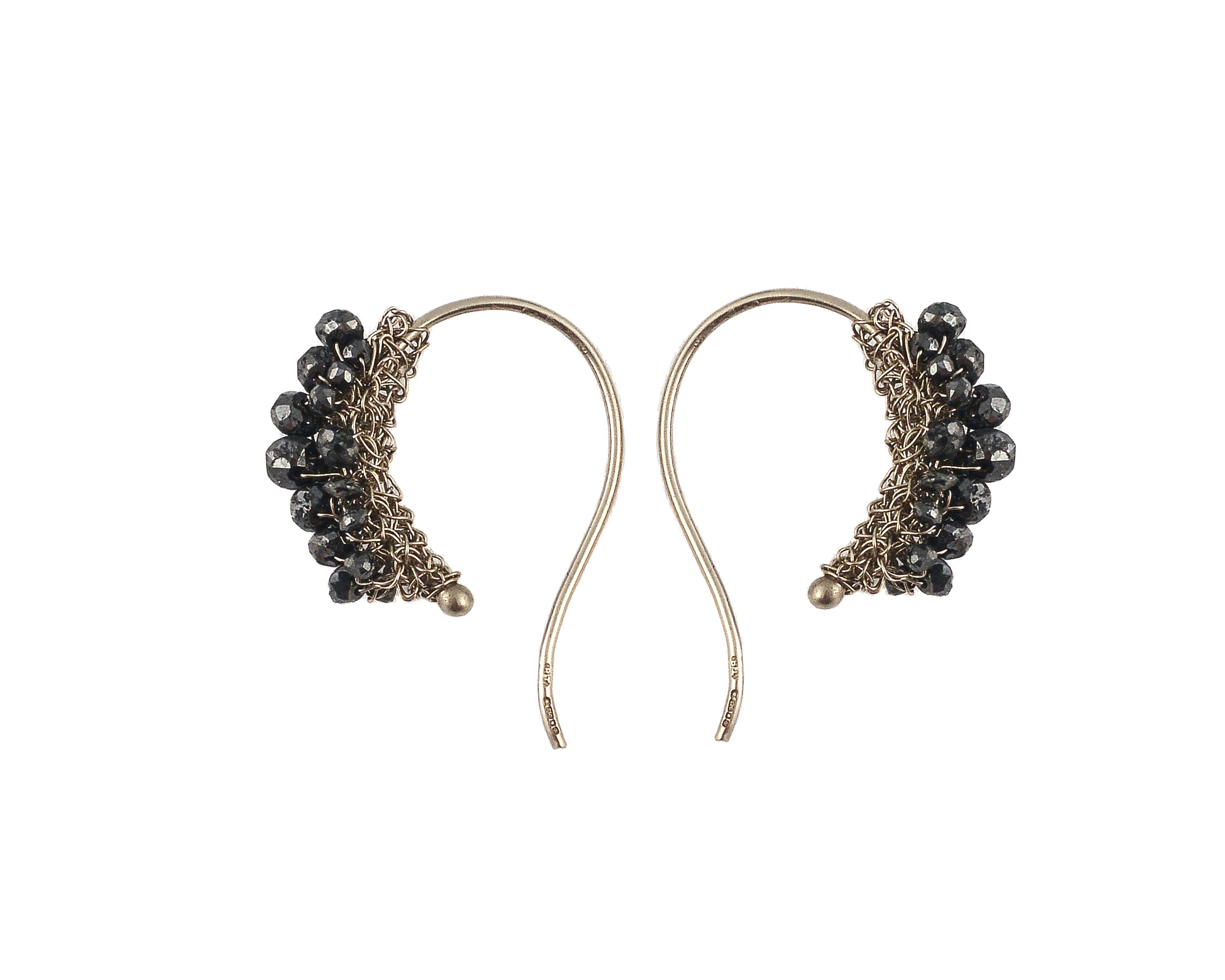 Diamond bead hoop earrings