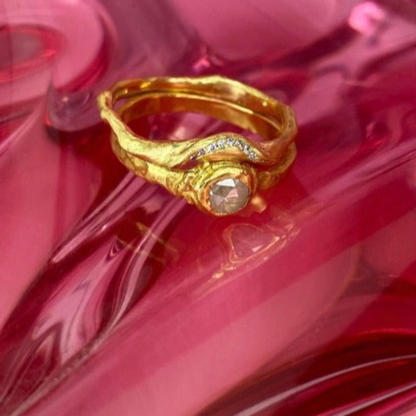 Organic Crescent Diamond Ring