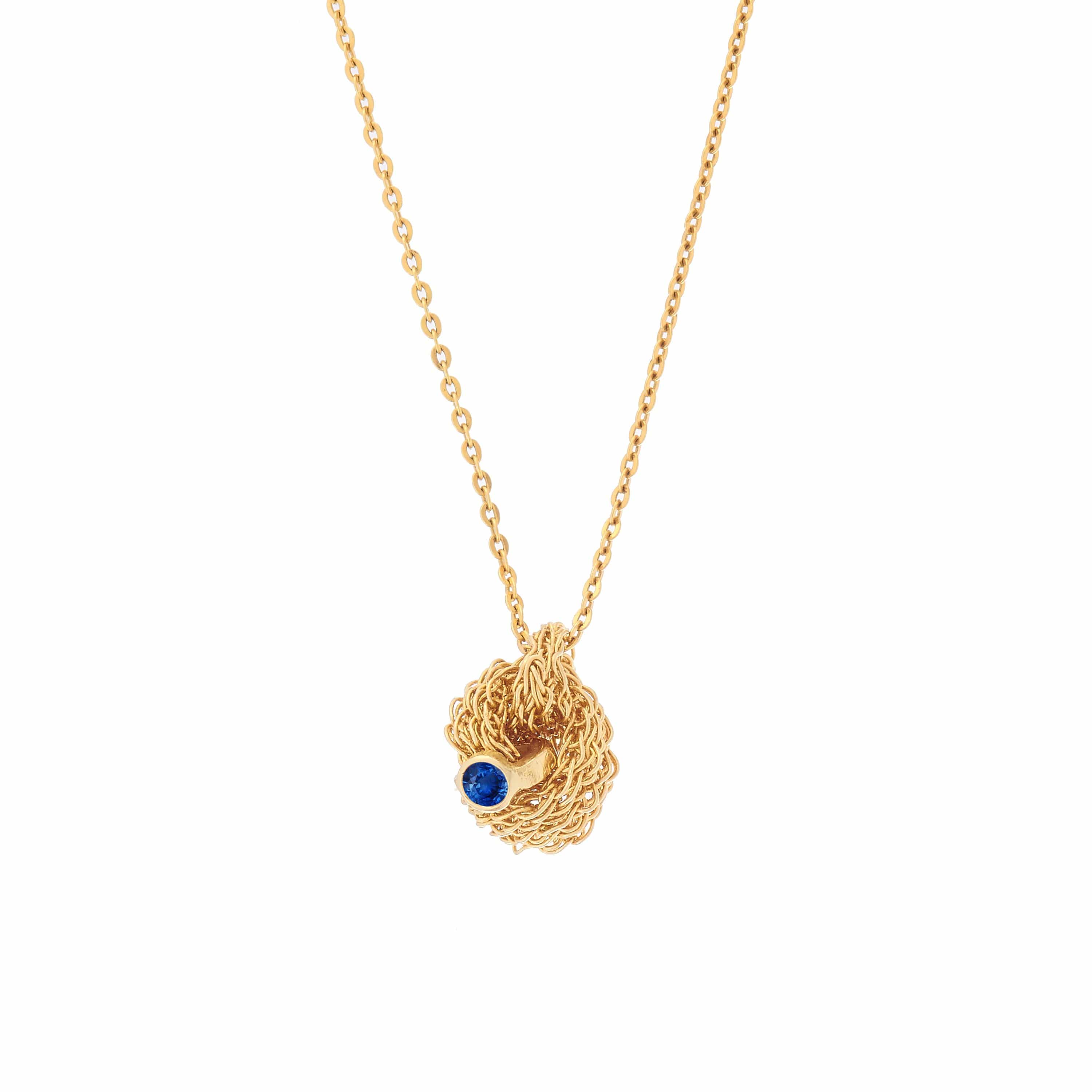 Memory Knot Pendant With Blue Sapphire Highlight