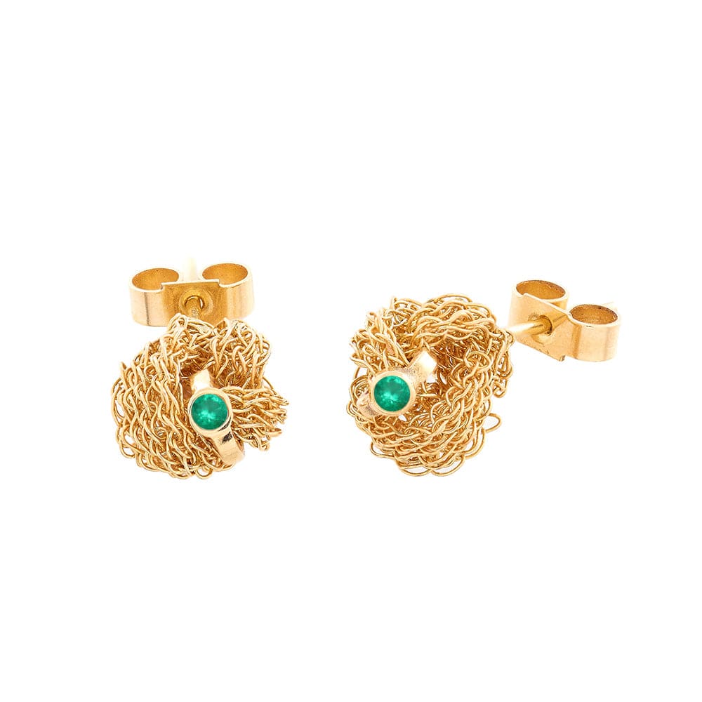 Memory Knot Emerald Stud Earrings