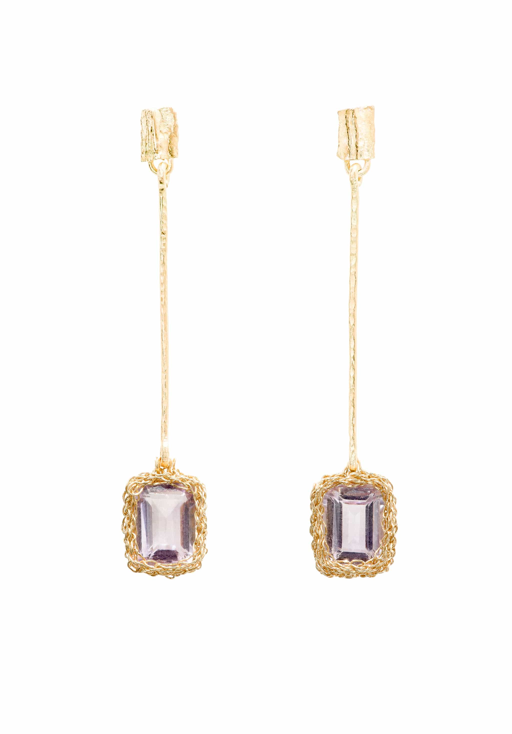 Octavia Long Drop Pink Earrings