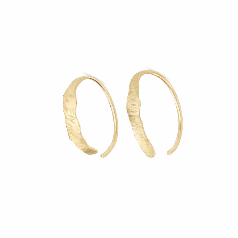 Small gold feather hoops