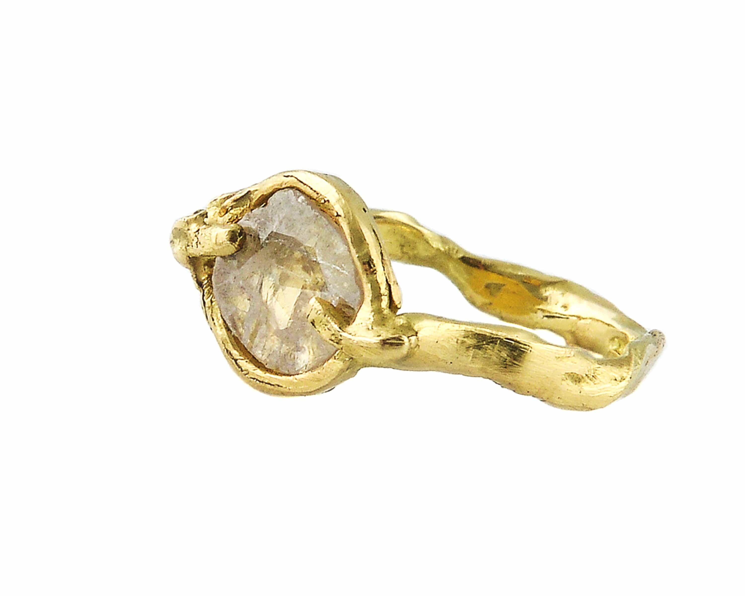 Organic Lake Sliced Diamond Ring
