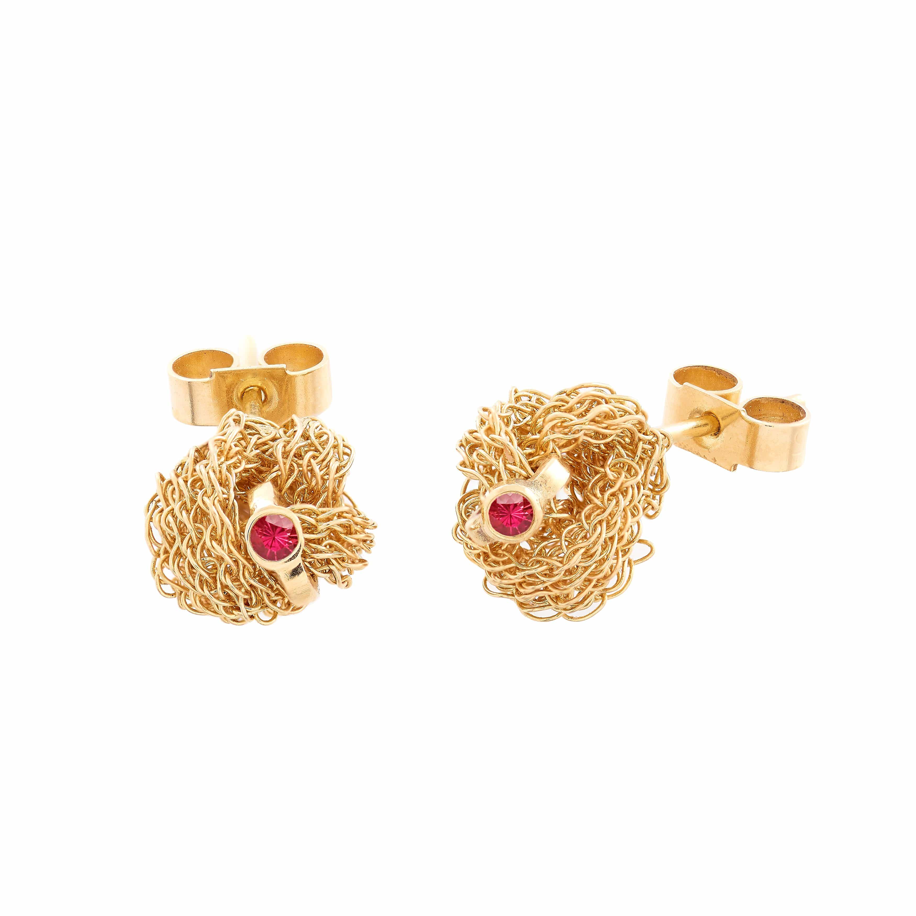 Memory Knot Ruby Stud Earrings