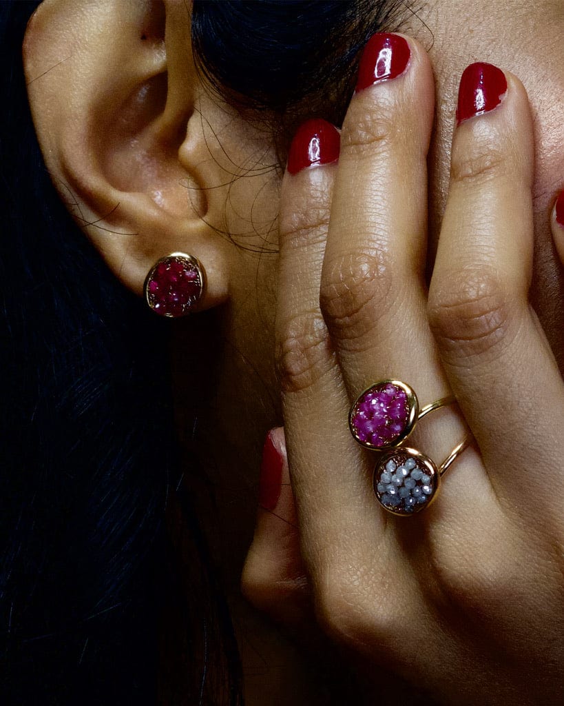 Pebble Pink Spinel Studs