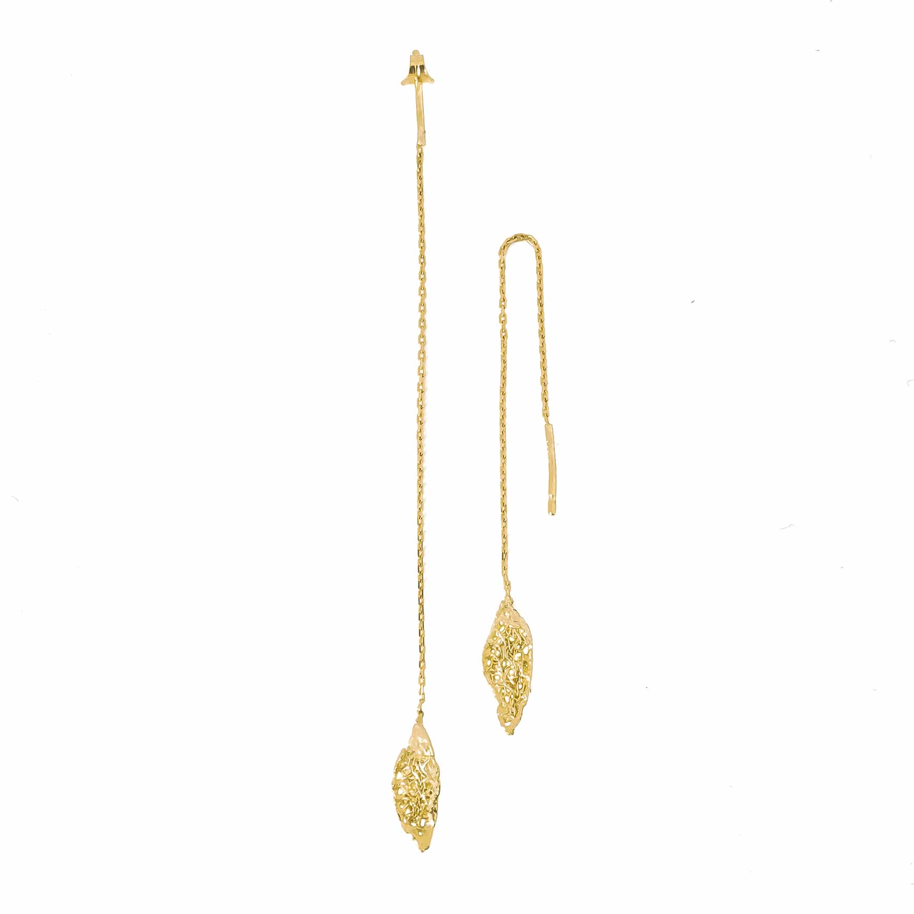 Suvi Pull-Through Molten Leaf Earrings