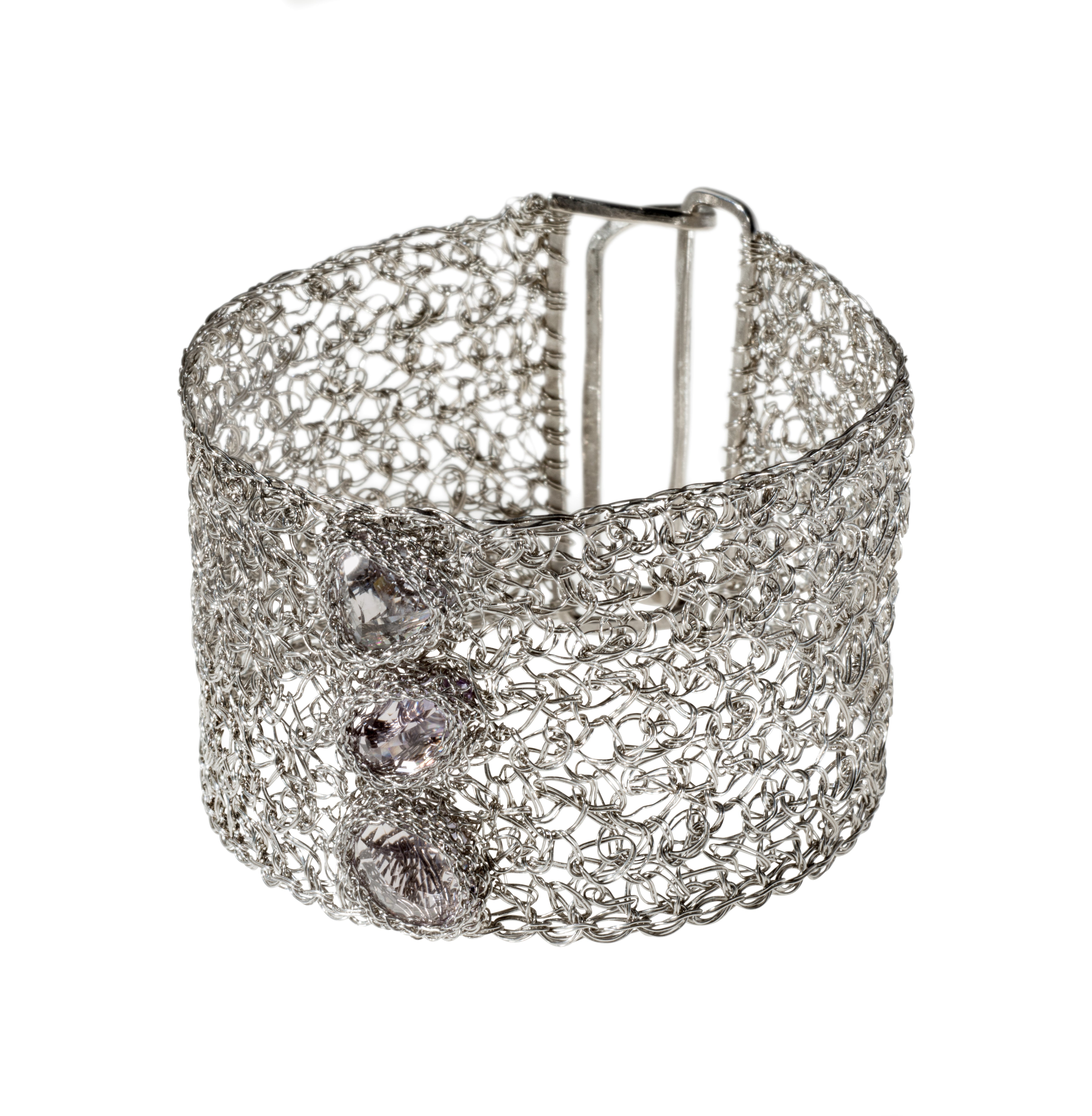 Silver Taika Lace cuff with 3 stones