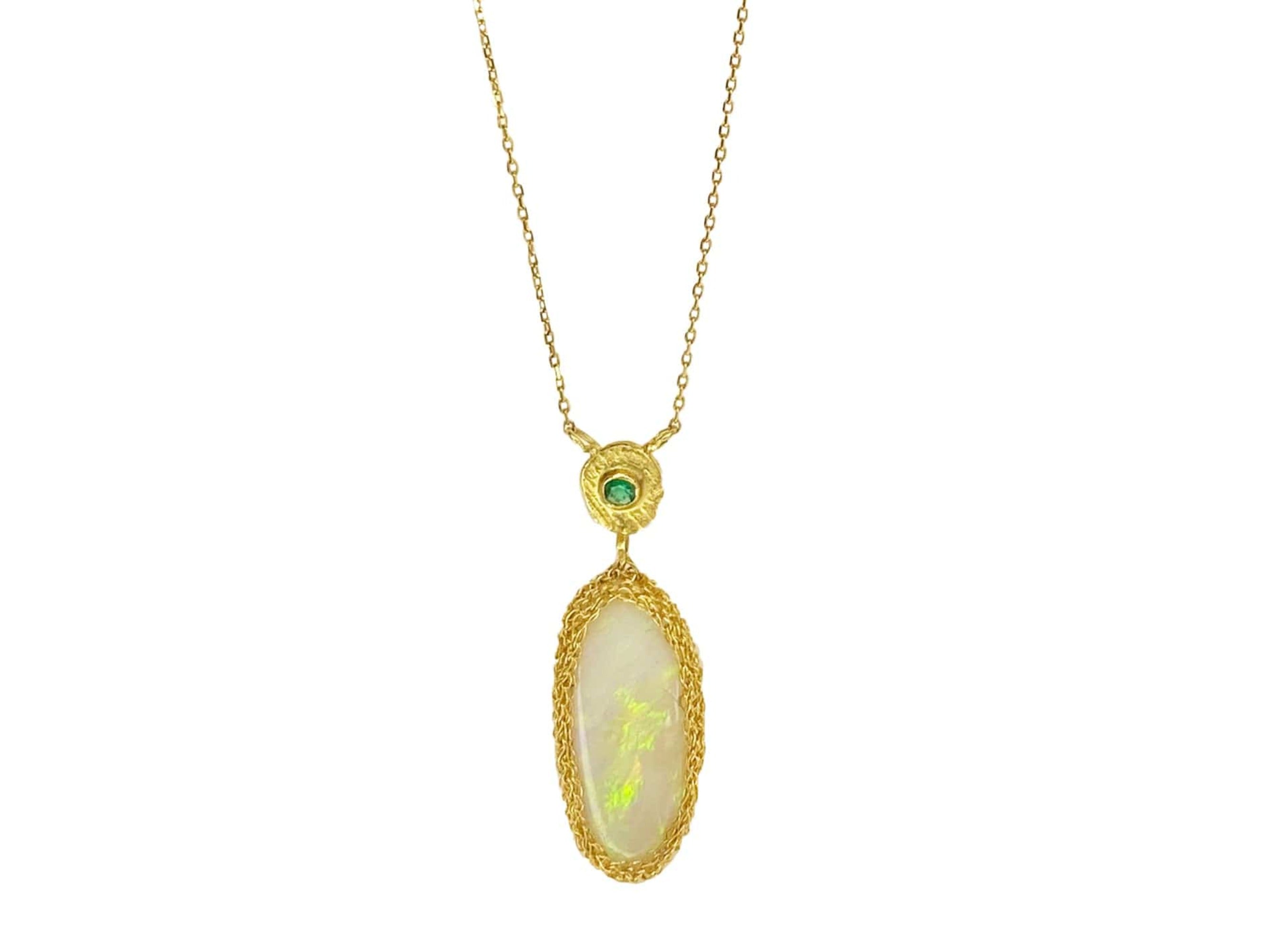 Australian Opal And Emerald Pendant