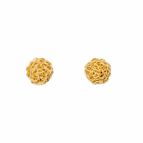 AINA Gold Ball Mesh Stud Earrings