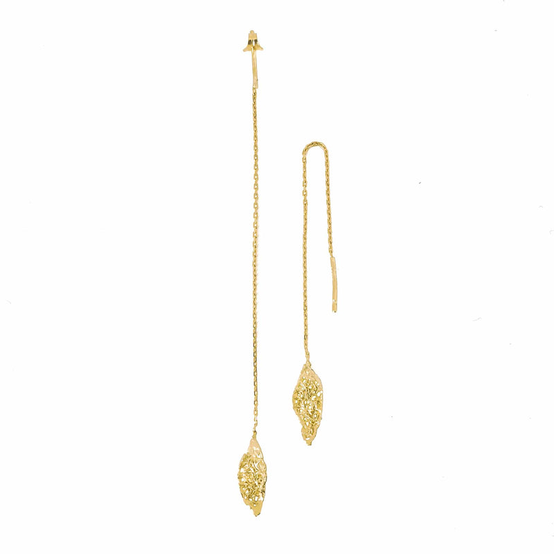 Suvi Pull-through Molten Leaf Earrings